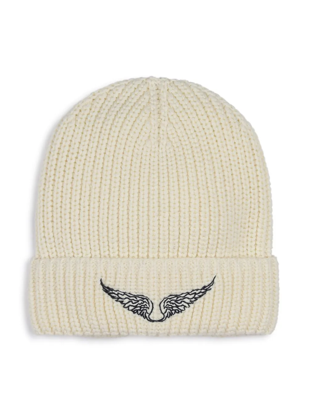Zadig & Voltaire Kids Geribbelde muts met geborduurd logo Beige