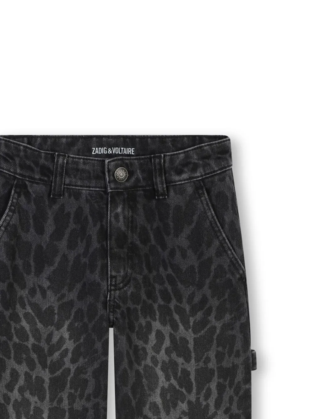 Shop Zadig & Voltaire Leopard-print Straight-leg Jeans In Black