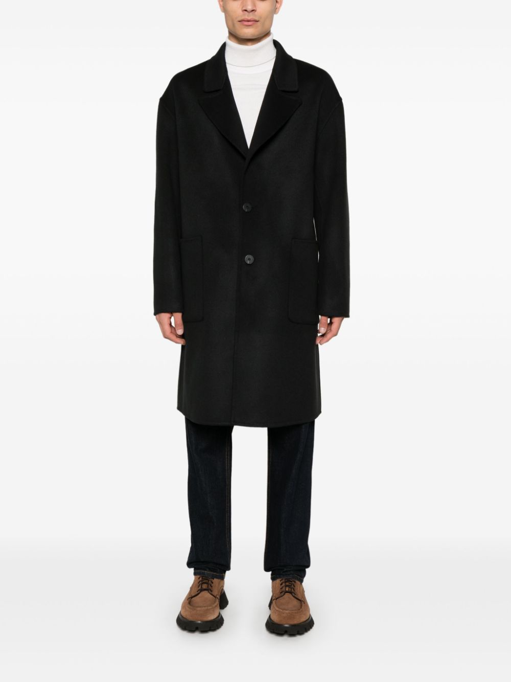 Shop Cenere Gb Single-breasted Coat In Black