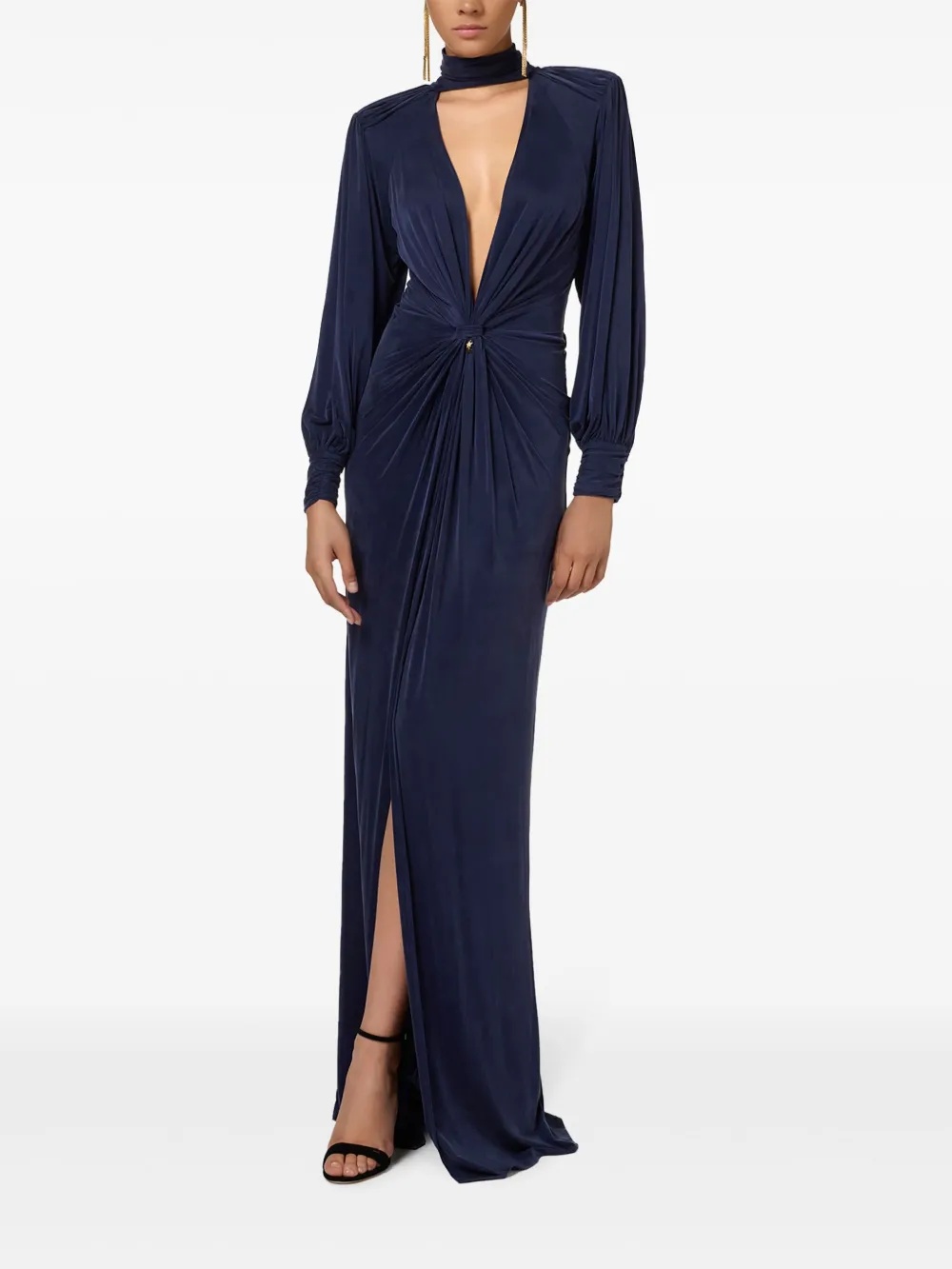 Elisabetta Franchi knot jersey gown - Blauw