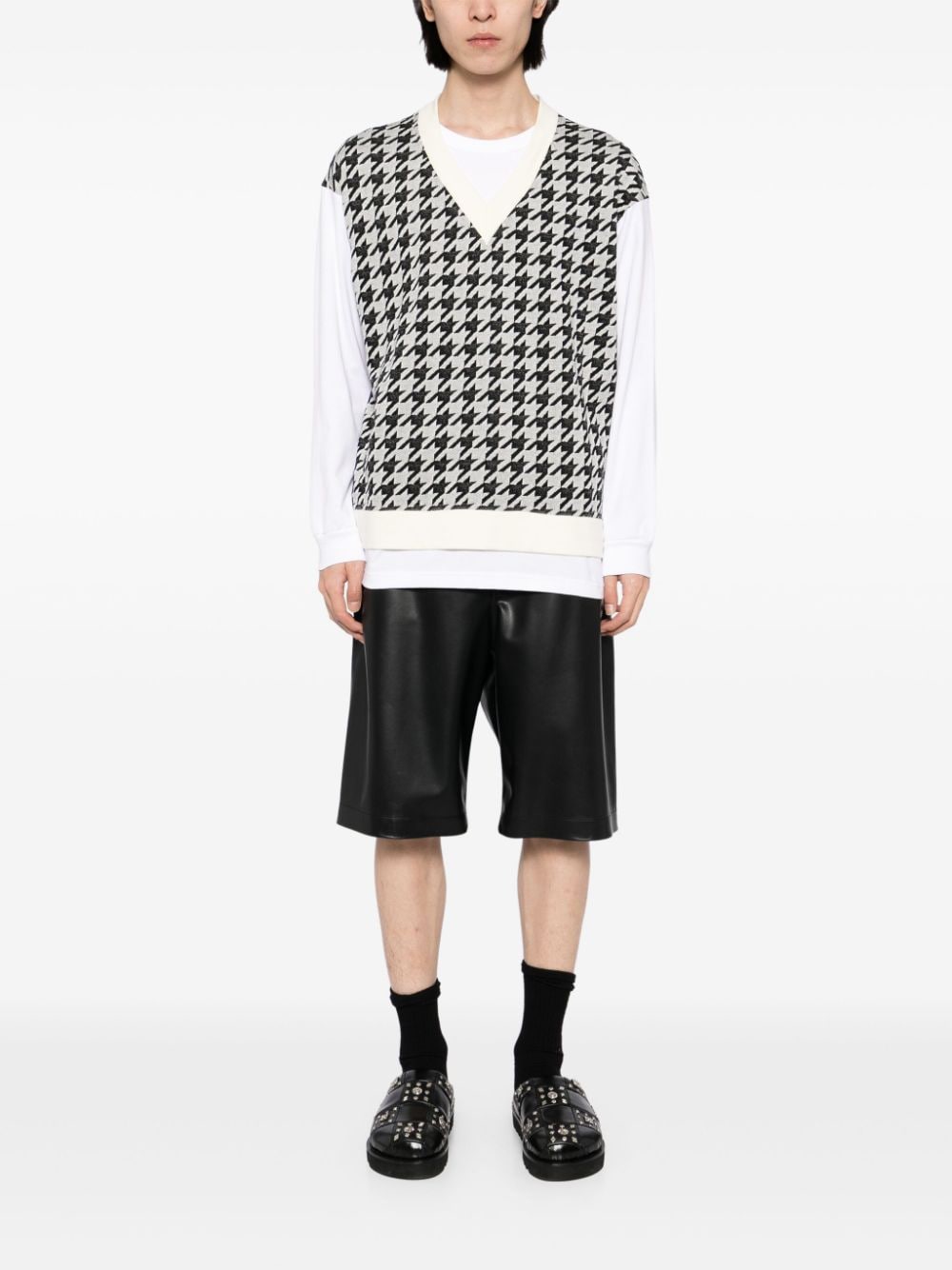 Comme des Garçons Homme houndstooth T-shirt - Wit