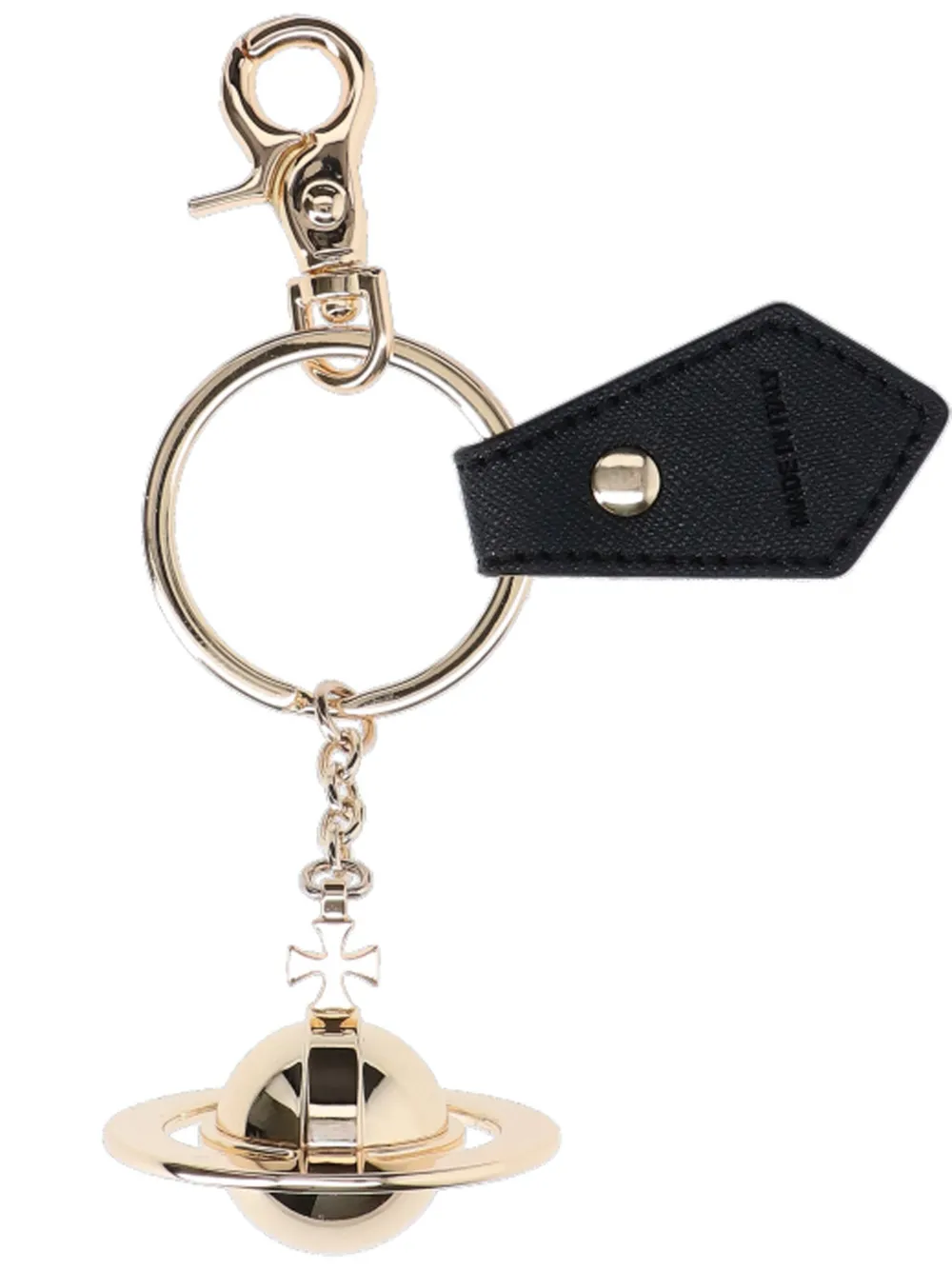 Vivienne Westwood Orb Keyring Leather Tag Metal Hardware In Gold