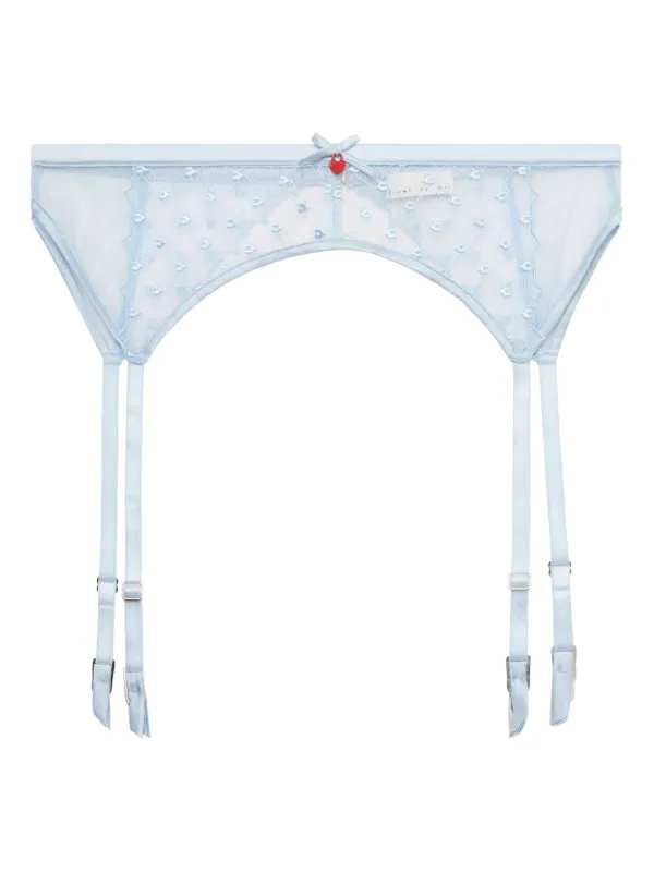 Fleur Du Mal Love Lock Garter Belt | Blue | FARFETCH