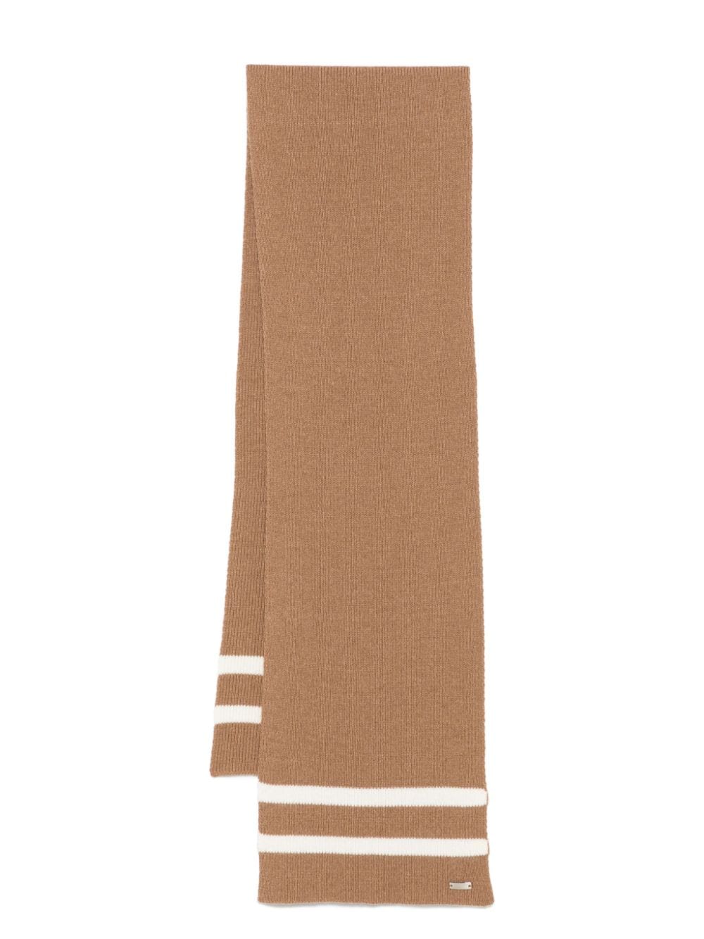 Shop Herno Stripes Knit Scarf In Brown