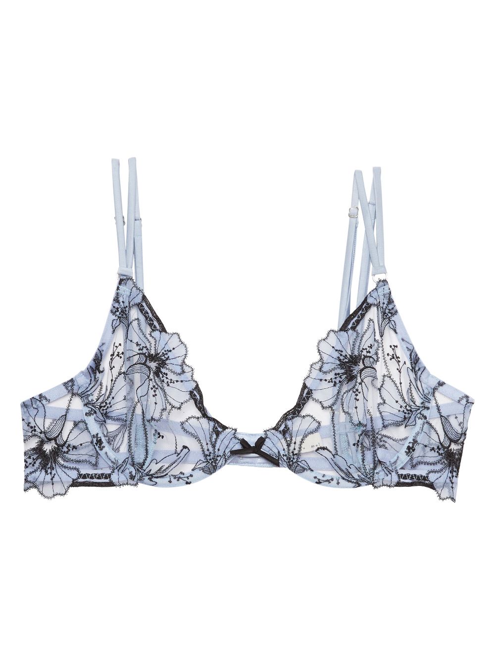 Fleur Du Mal Harper Embroidery demi bra - Blue