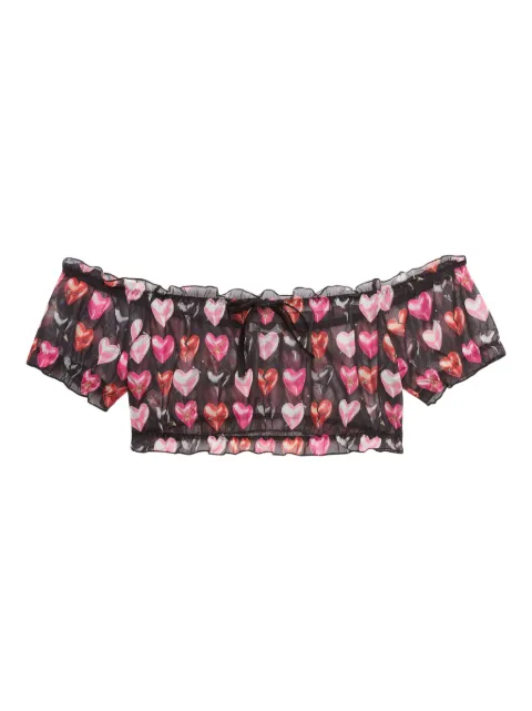 Fleur Du Mal ruched mesh cropped top