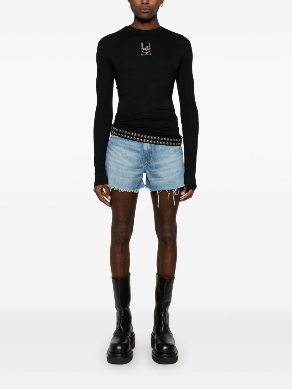 Ludovic de Saint Sernin T-shirt met lange mouwen en studs - Zwart