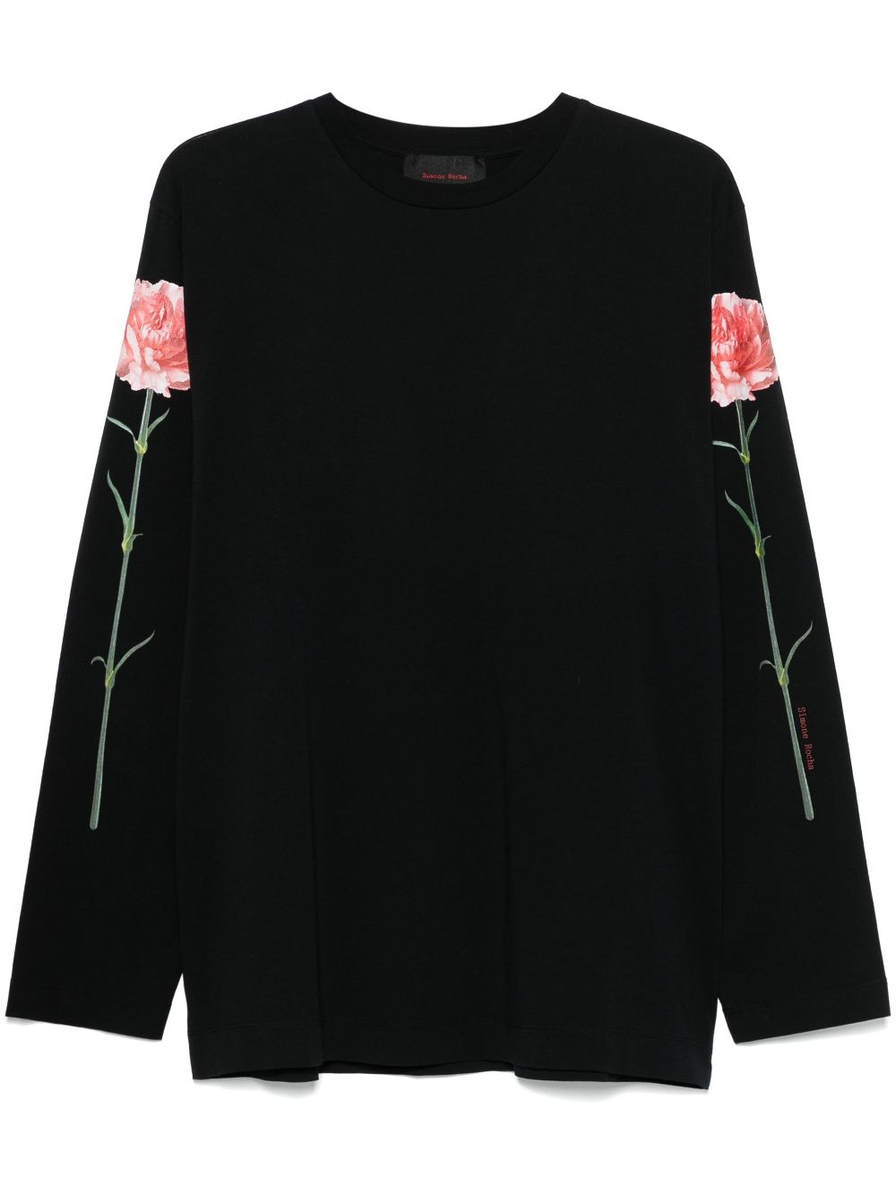 Simone Rocha carnation-print long-sleeve T-shirt – Black