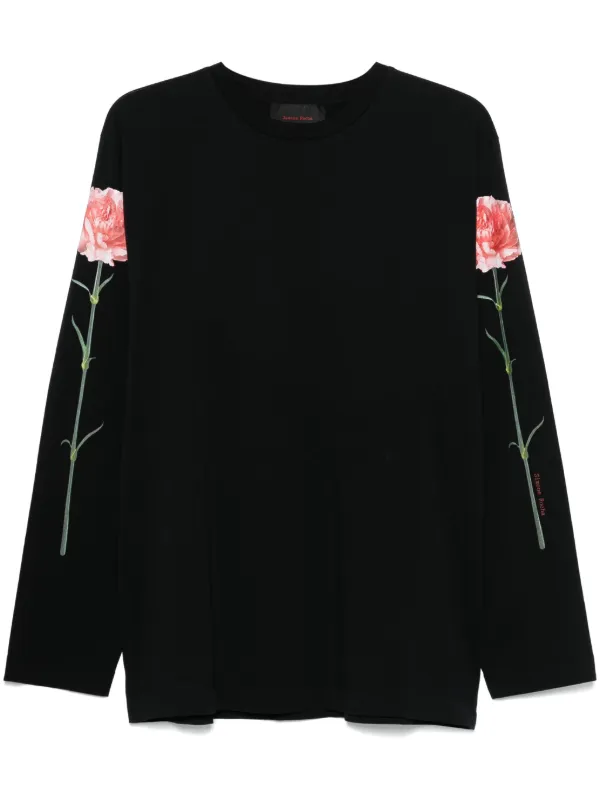 大人エレガント【Simone Rocha】グラフィックTシャツ SALE]SIMONE ROCHA カーネーションプリントT-SHIRT / BLACK