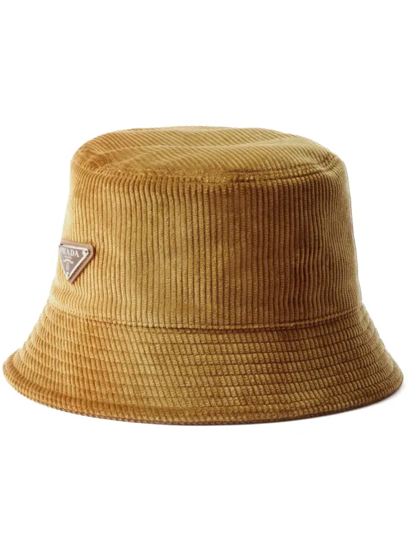 Farfetch Beige Prada Bucket Hat Prada Triangle-logo Velour Bucket