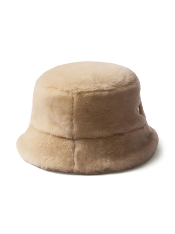 Prada Shearling Bucket Hat | Neutrals | FARFETCH