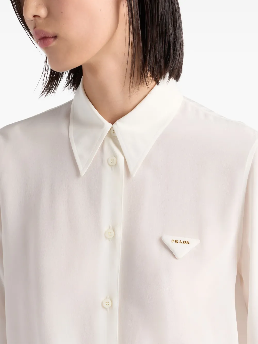 Prada Blouse van crêpe de chine F0304 Neutral