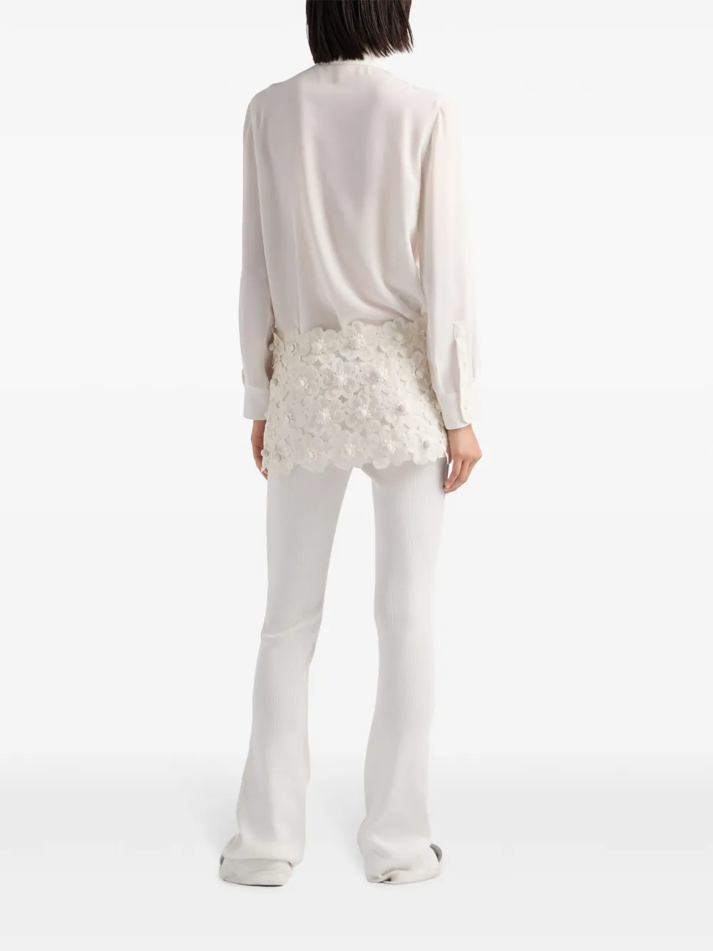 Prada Blouse van crêpe de chine F0304 Neutral