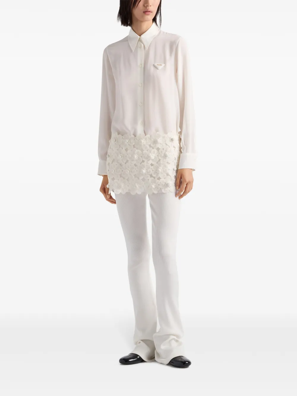 Prada Blouse van crêpe de chine - F0304 Neutral