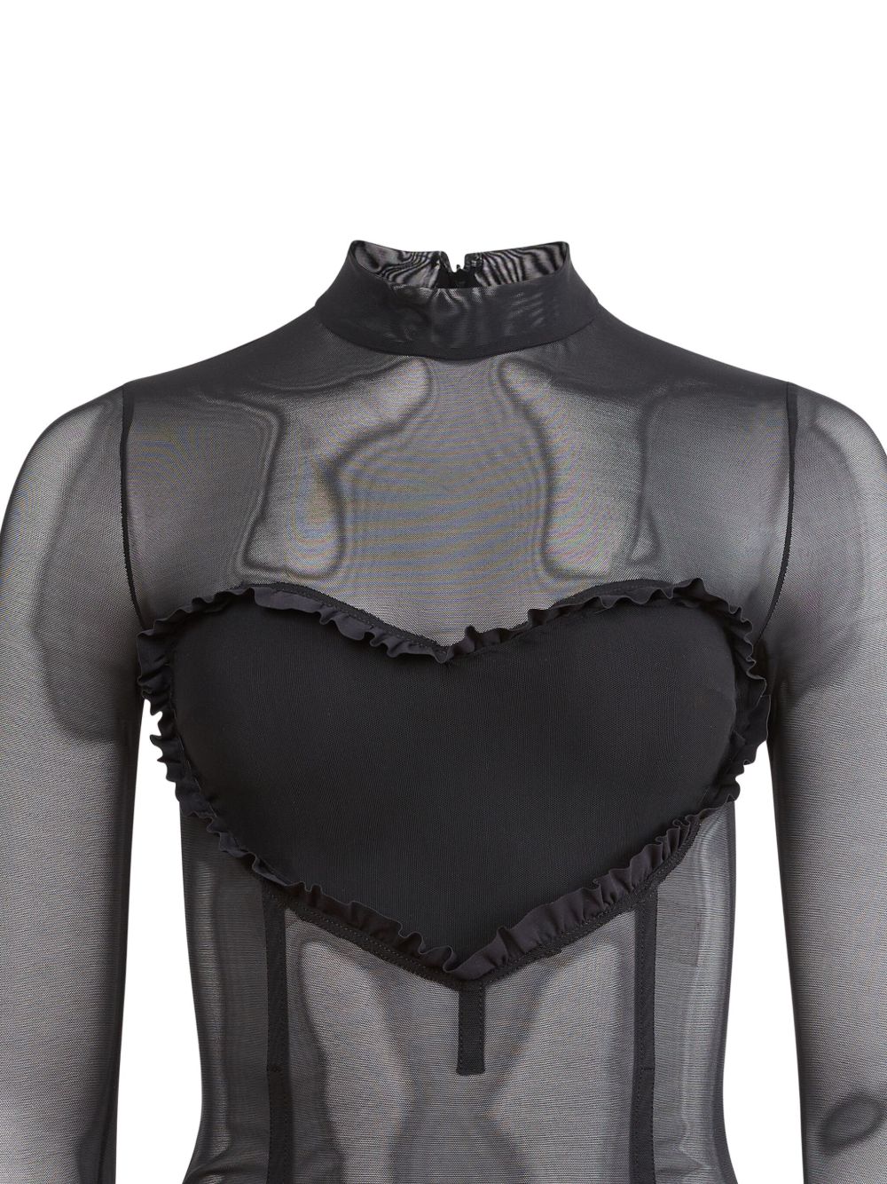 Fleur Du Mal Body met ruches en mesh - Zwart