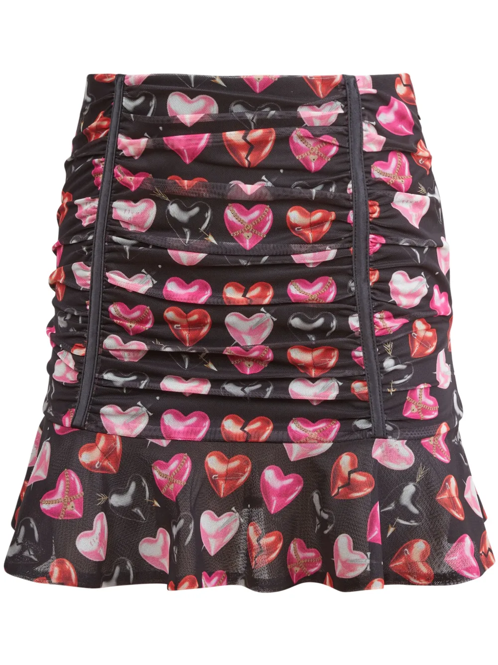 heart-print mini skirt