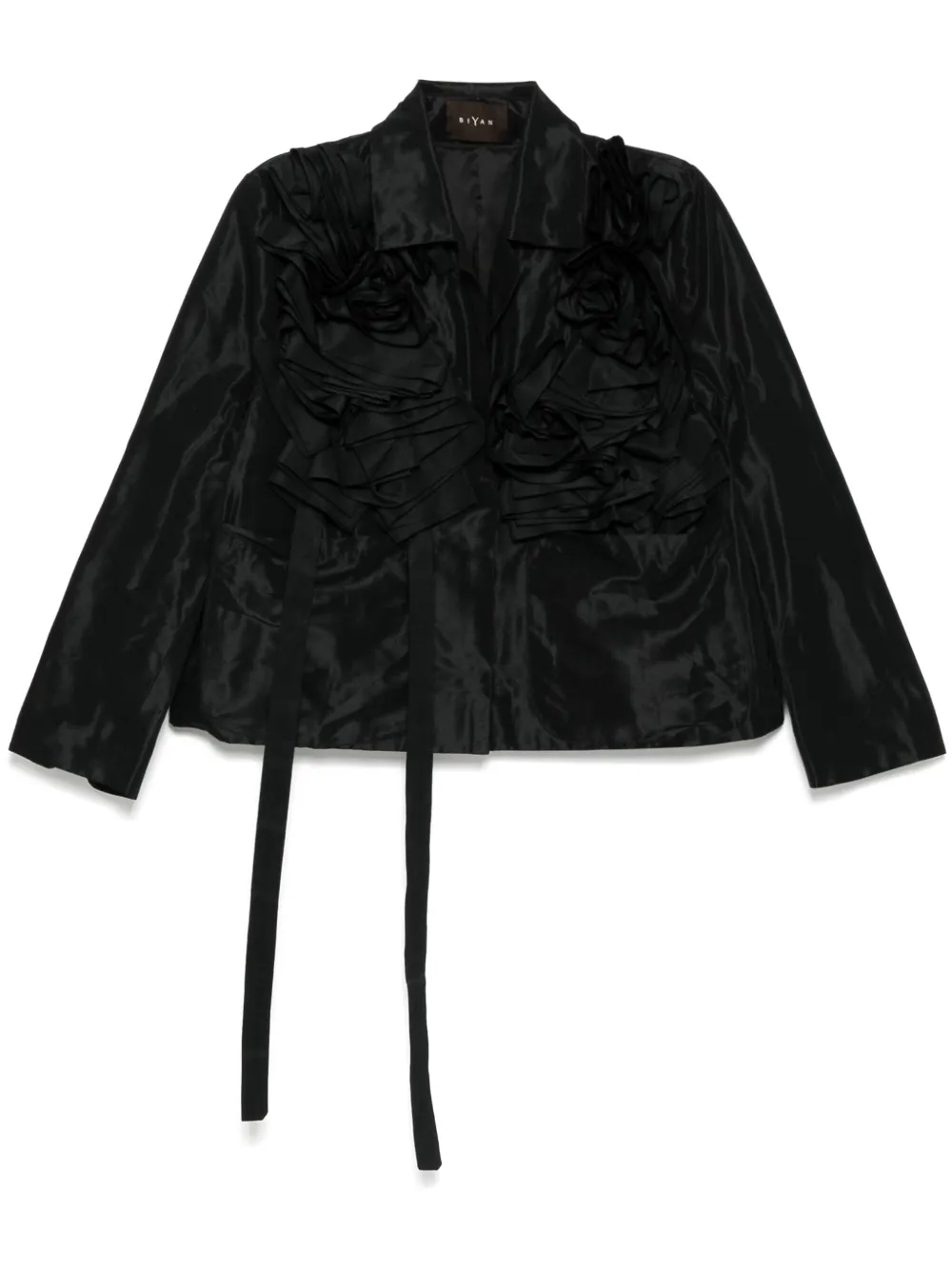 Biyan taffeta 3D flower jacket - Black