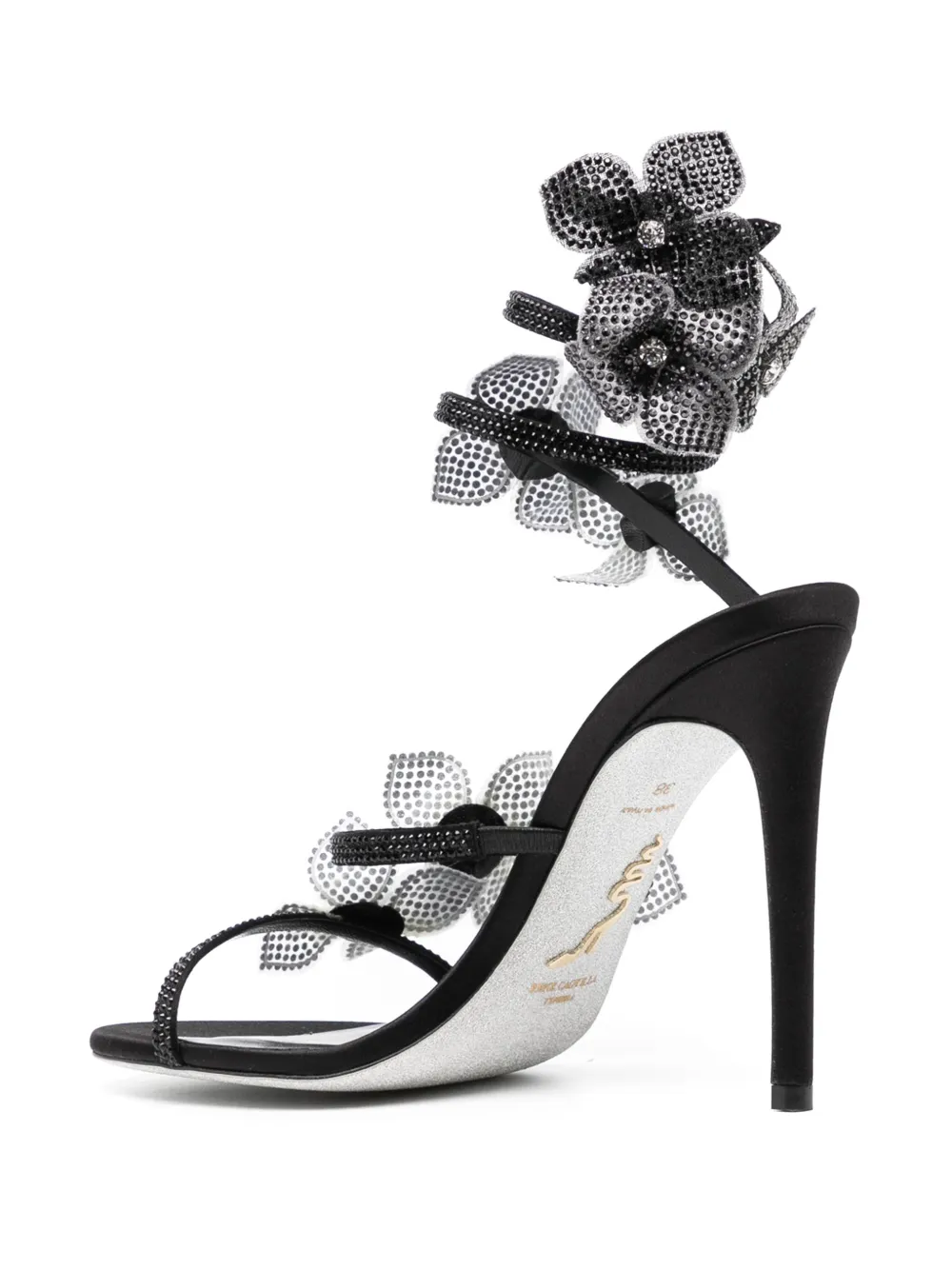 René Caovilla crystal embellishment sandals Black