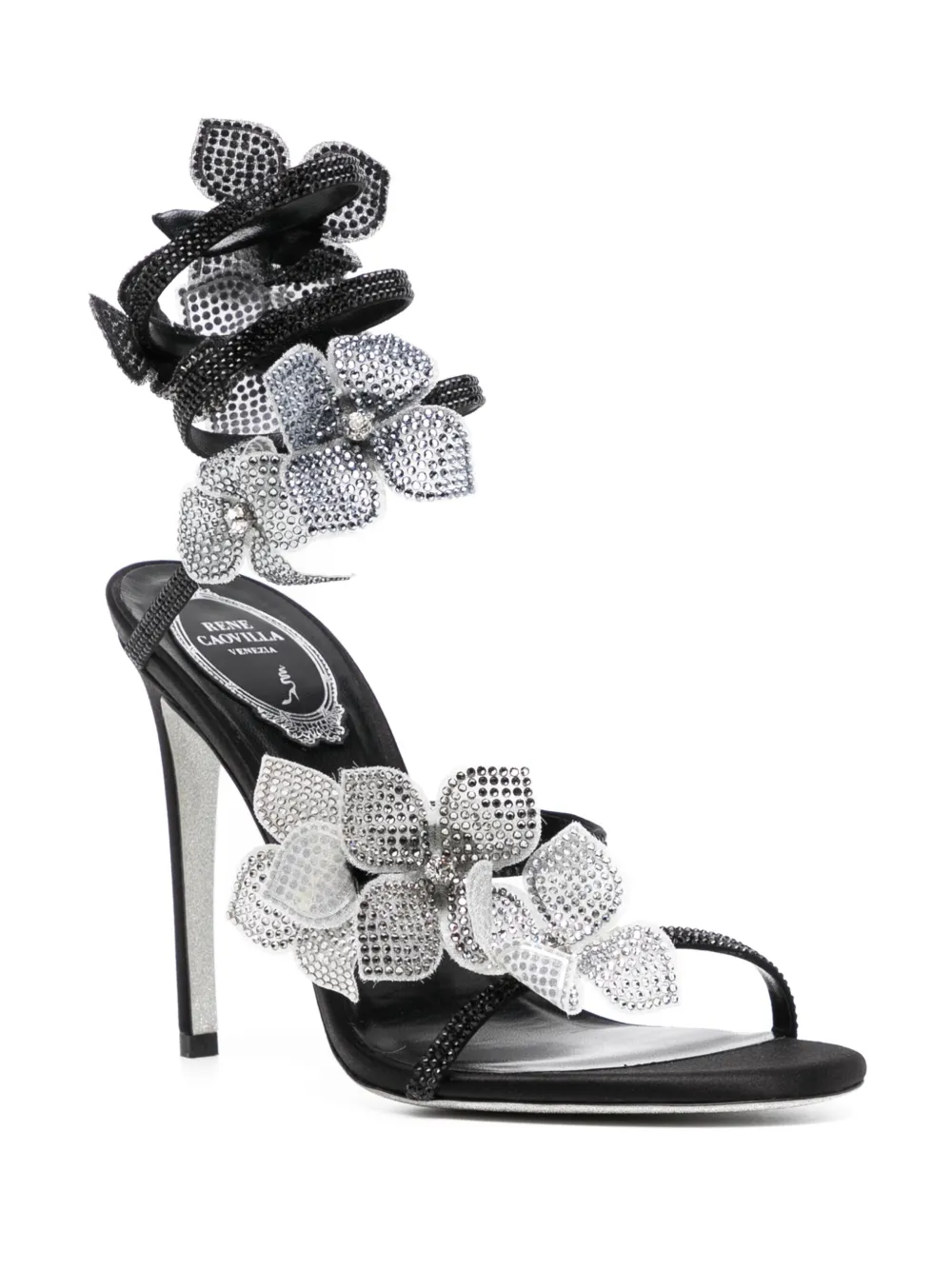 René Caovilla crystal embellishment sandals Black