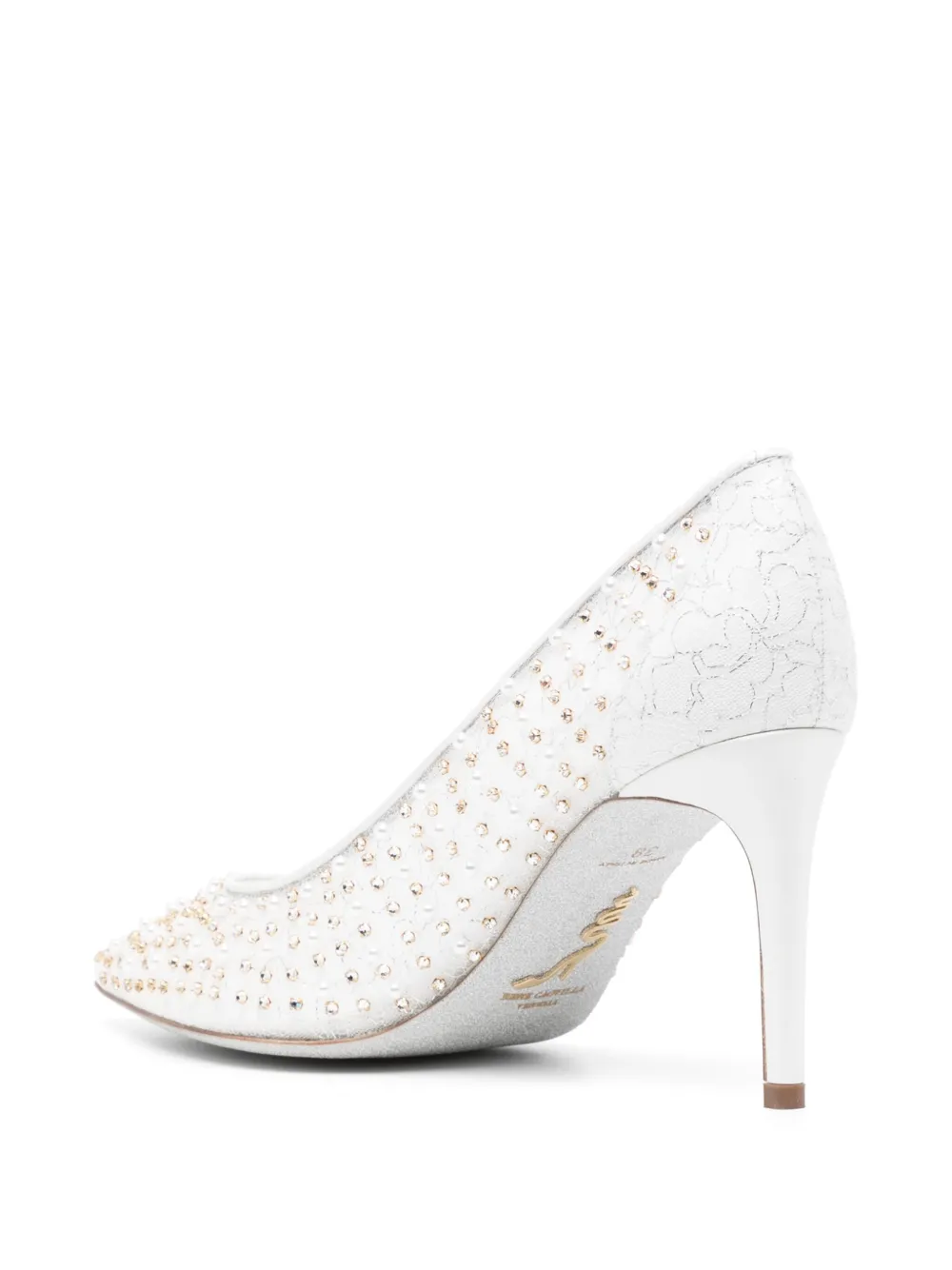 René Caovilla pointed toe pumps White