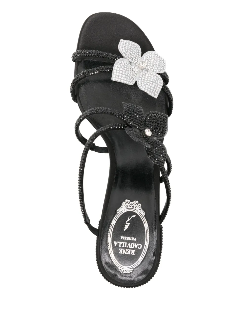 René Caovilla crystal embellishment sandals Black