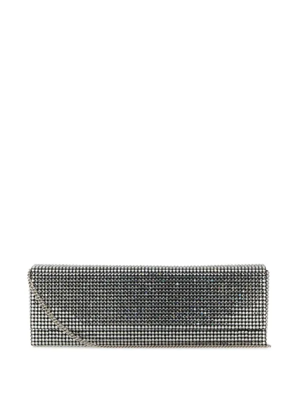 Amina Muaddi Paloma Embellished Clutch Bag in Silver