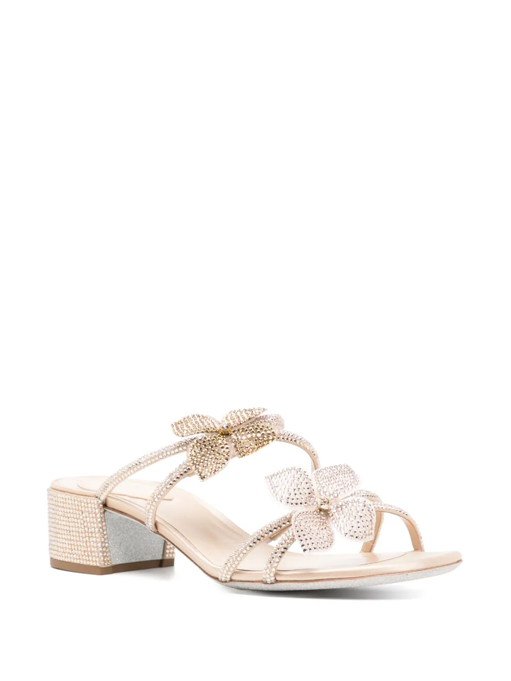 René Caovilla 50 mm sandalen verfraaid met kristallen - Goud