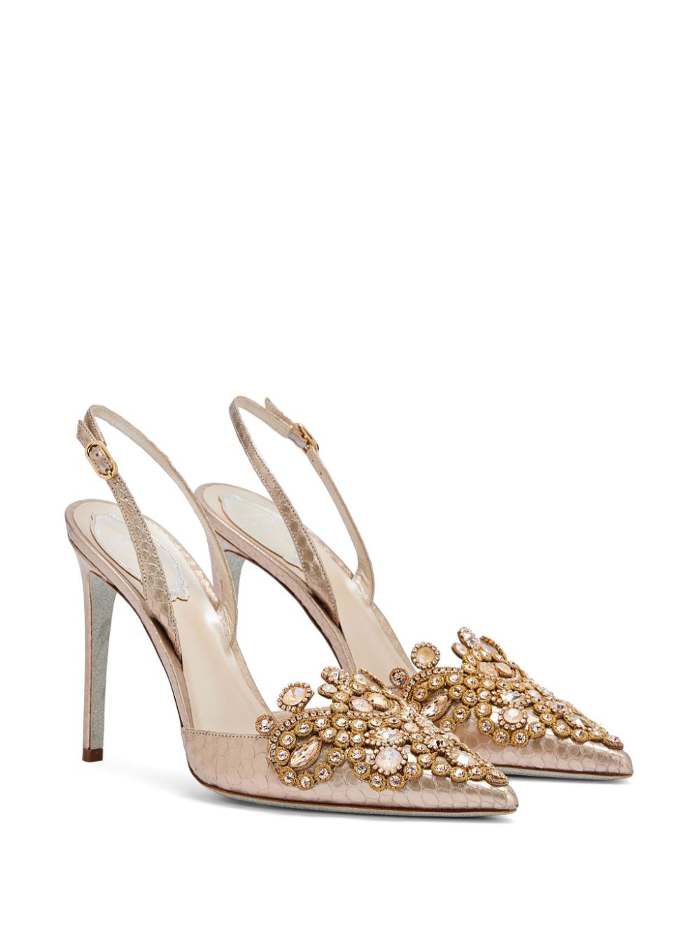 René Caovilla 105mm crystal pumps - Neutrals