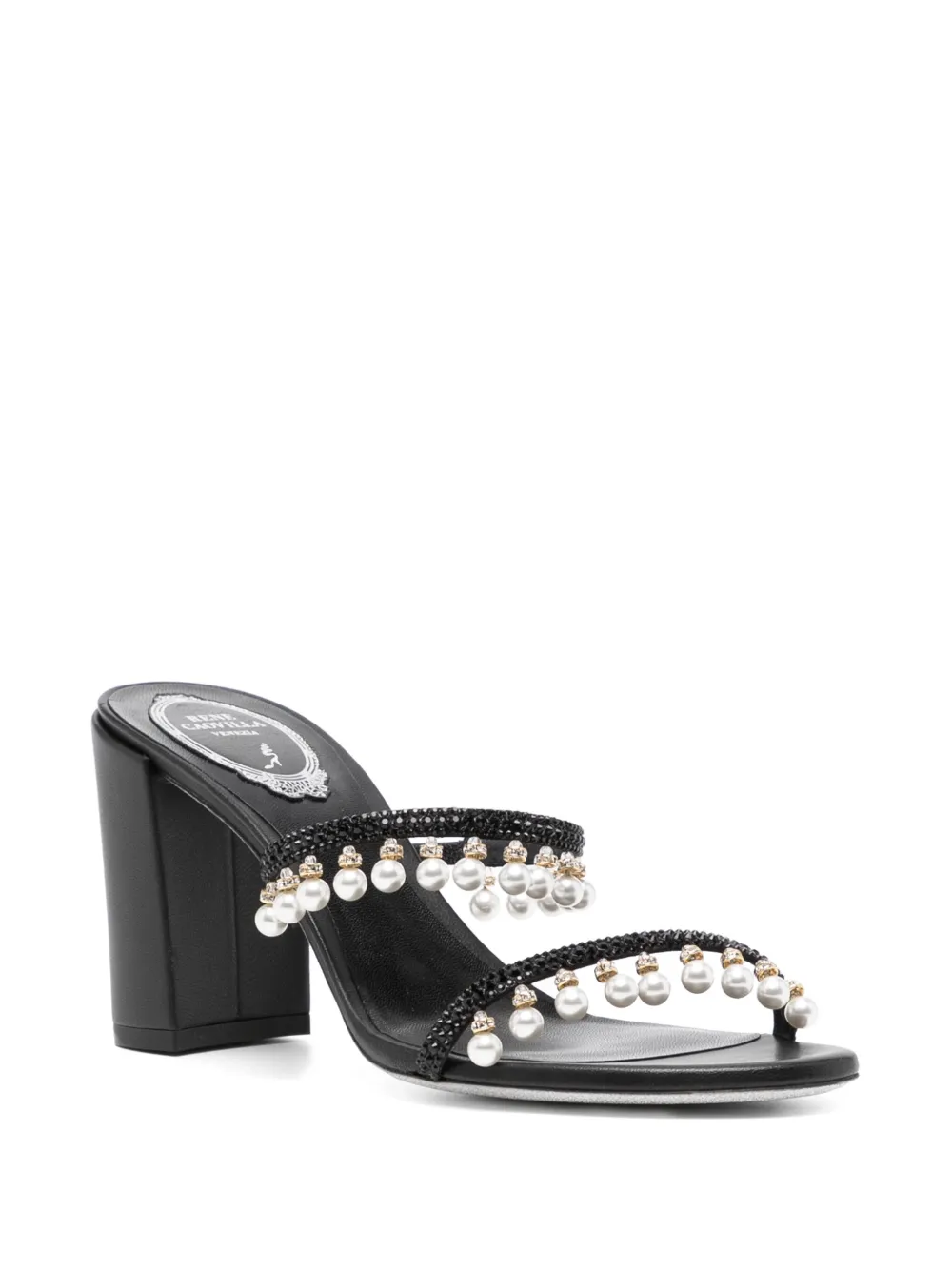 René Caovilla slip-on style sandals Black