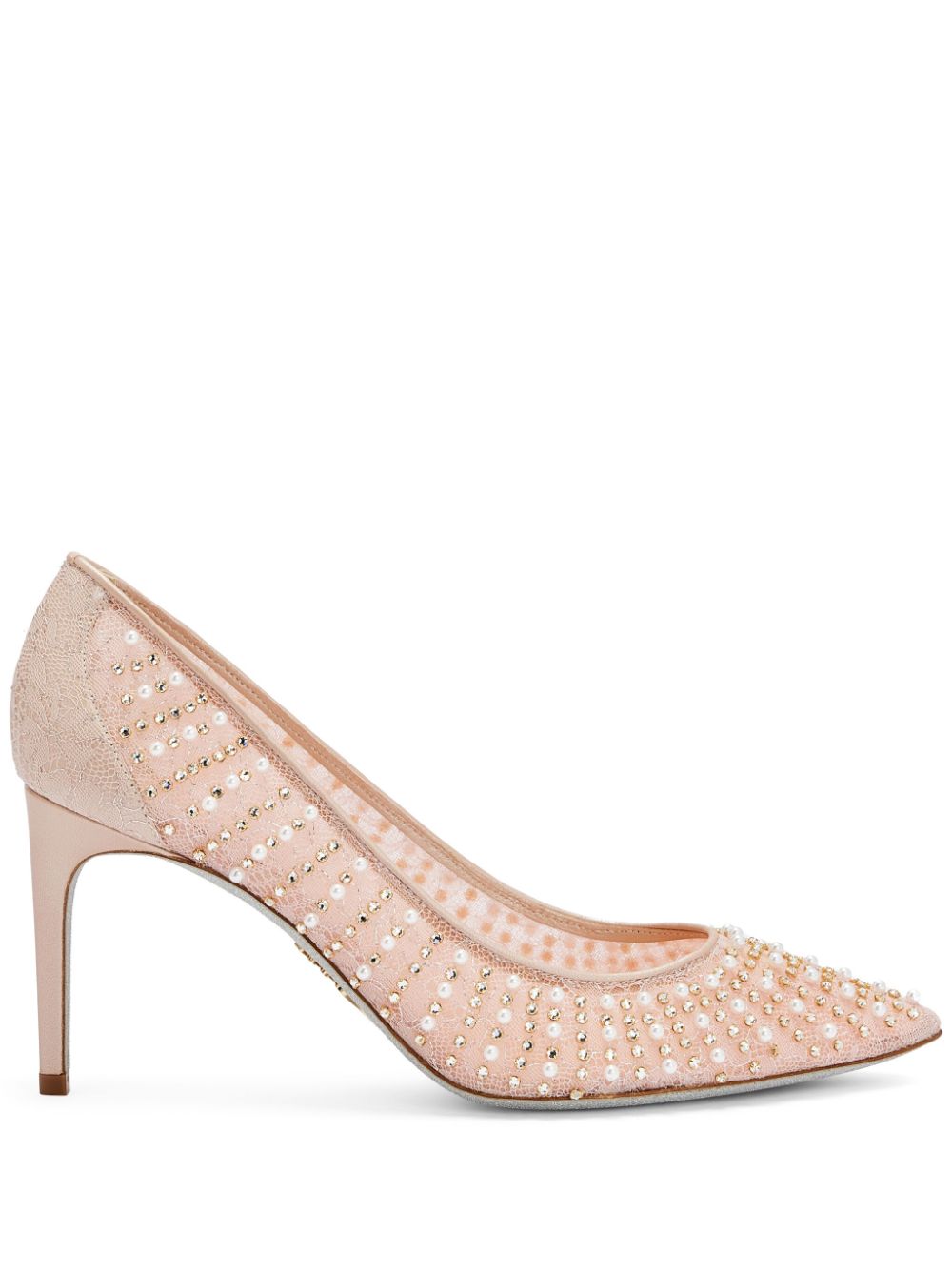 René Caovilla 80mm lace pumps