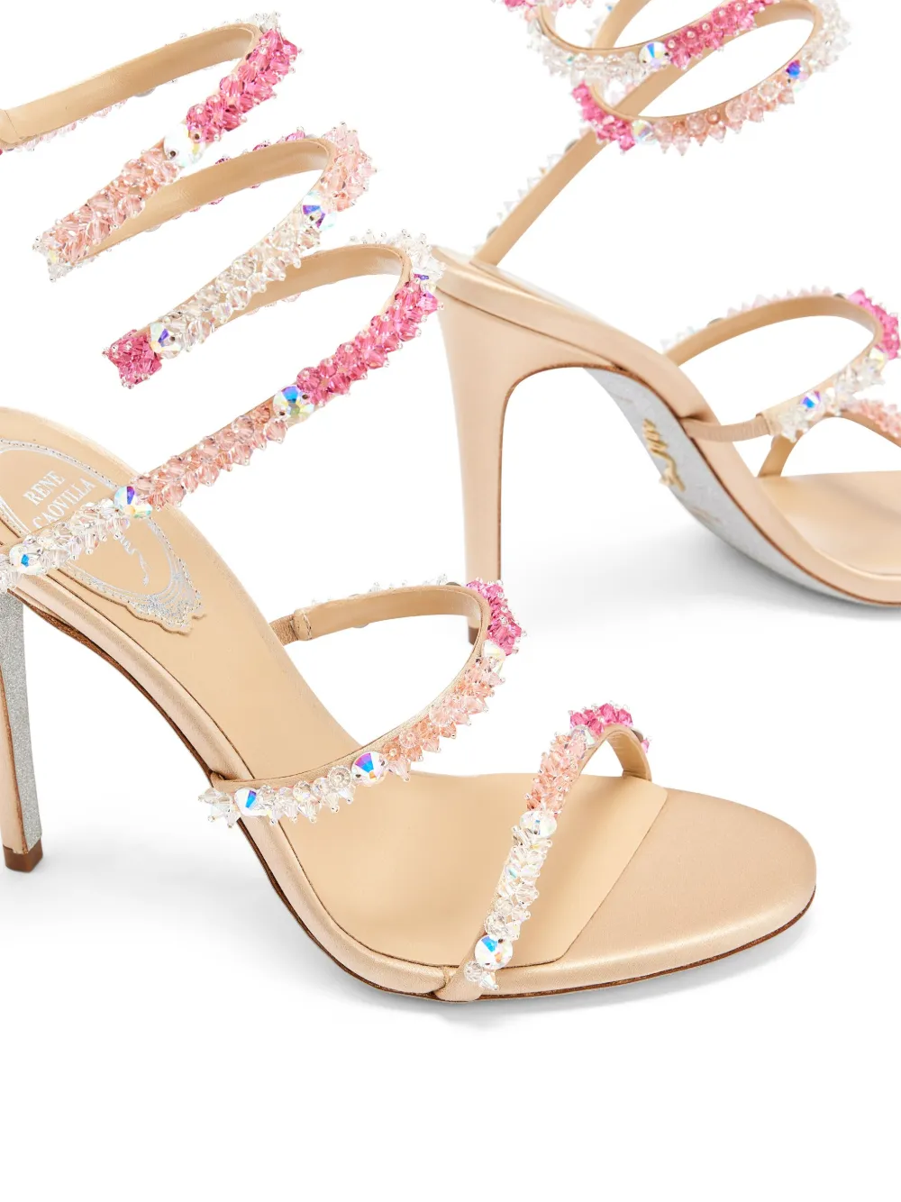 René Caovilla 105mm Cinderella sandals Neutrals