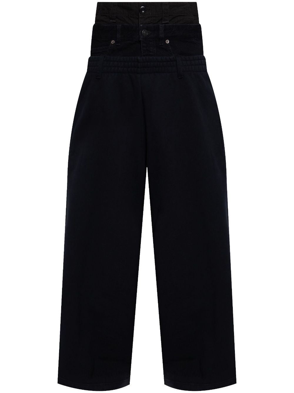 Shop Balenciaga Layered Waistband Trousers In Black