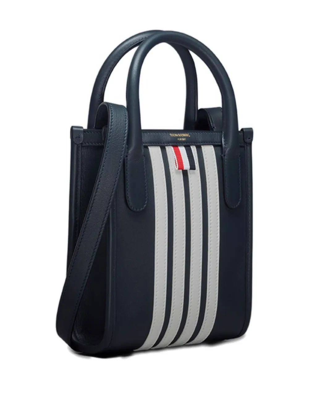 Thom Browne Four-bar Stripe Tote Bag In Blue