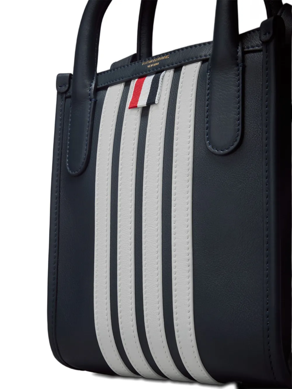 Thom Browne Four-bar Stripe Tote Bag In Blue
