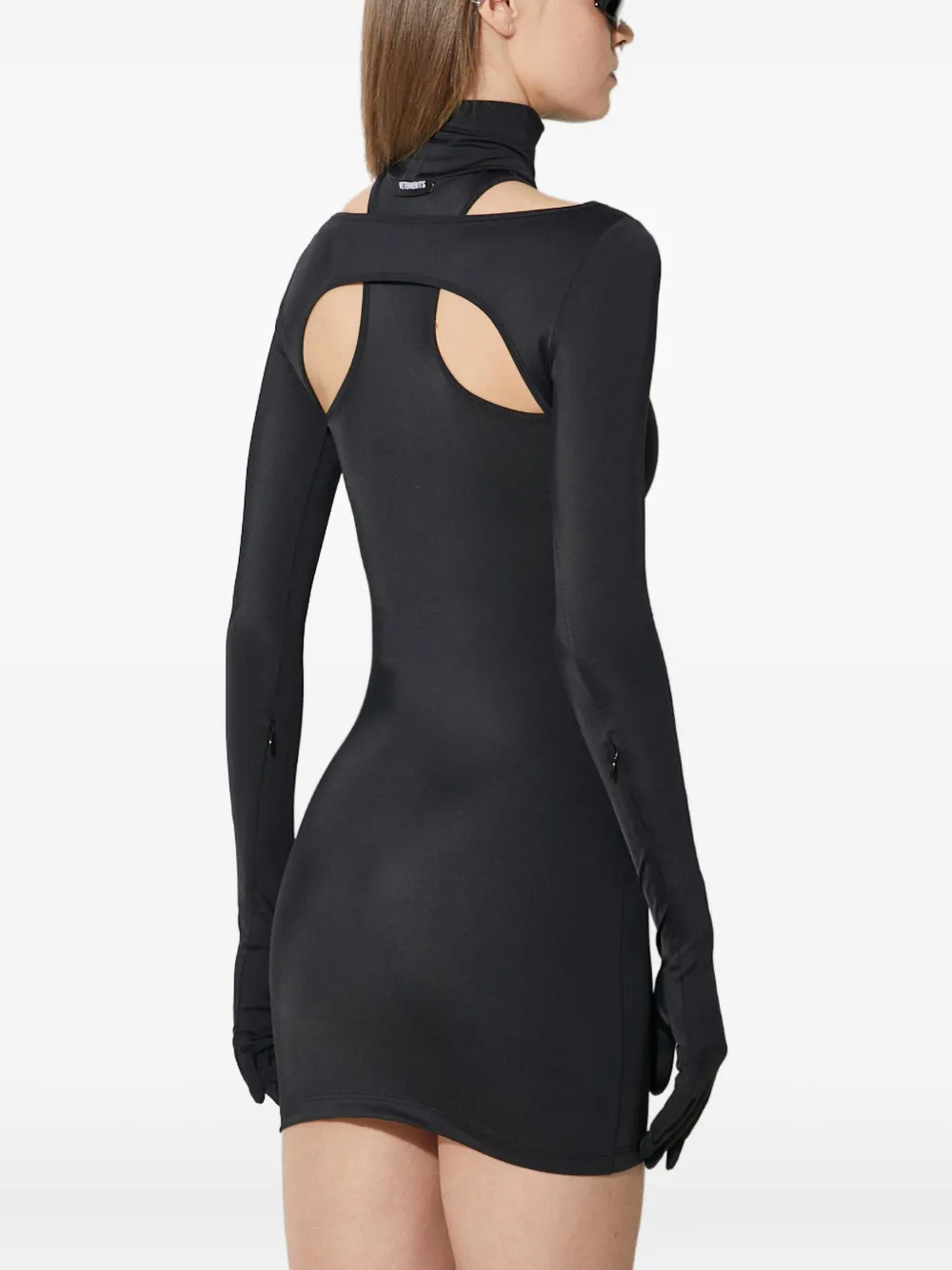 VETEMENTS high-neck cut-out mini dress Zwart