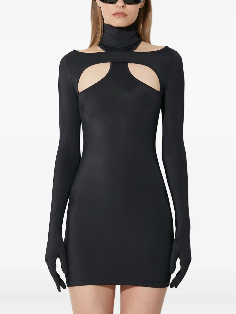 VETEMENTS high-neck cut-out mini dress Zwart