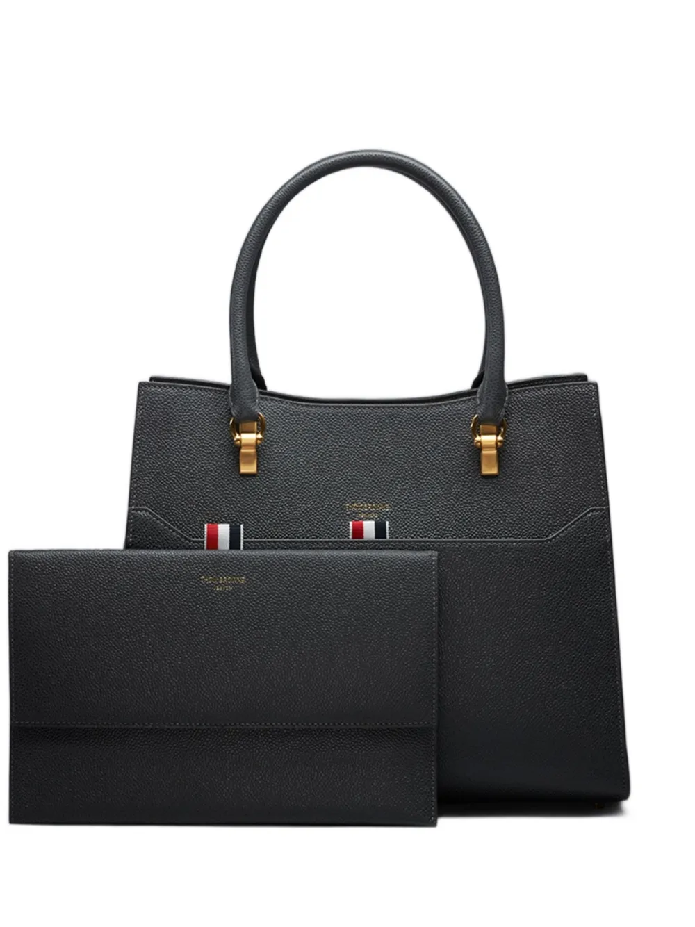 Thom Browne large leather clasp tote bag | Grey | Image 1