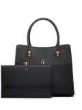 Thom Browne large leather clasp tote bag - Grey
