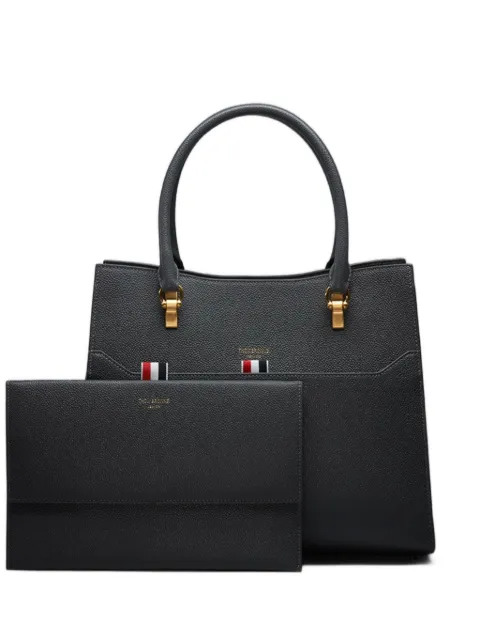 Thom Browne tote grande de piel con broche