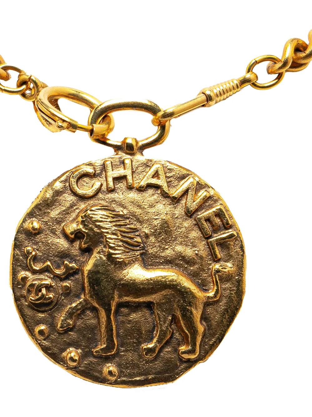 CHANEL Pre-Owned 20th Century Leo Lion メダリオン ネックレス - ゴールドトーン CHANEL Pre-Owned 20th Century Leo Lion メダリオン ネックレス - ゴールドトーン