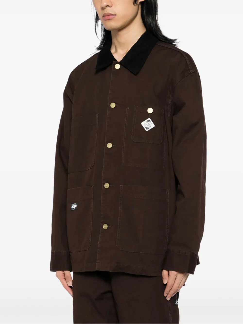 izzue Ribfluwelen shirtjack Bruin