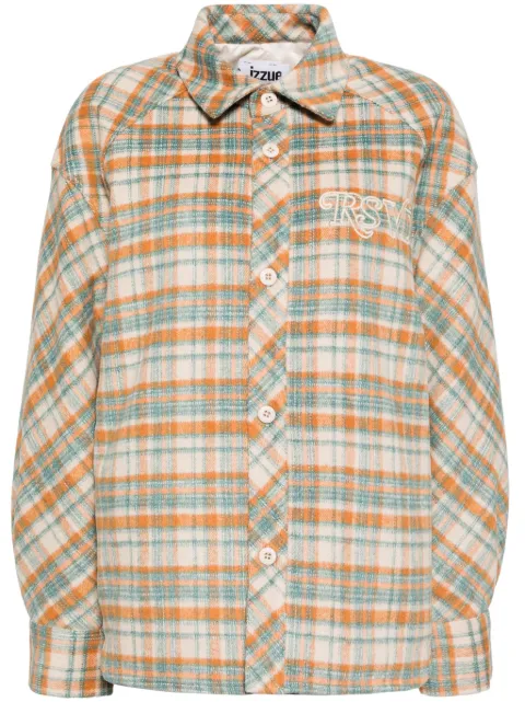 izzue embroidered-logo check shirt