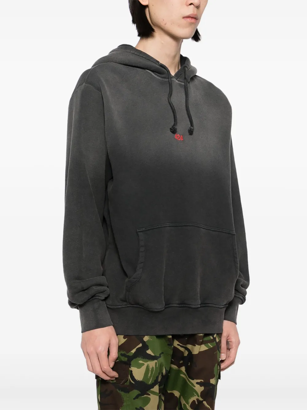 424 Hoodie met geborduurd logo Zwart
