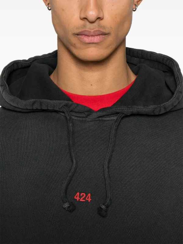 424 logo-embroidered Hoodie | Black | FARFETCH AO