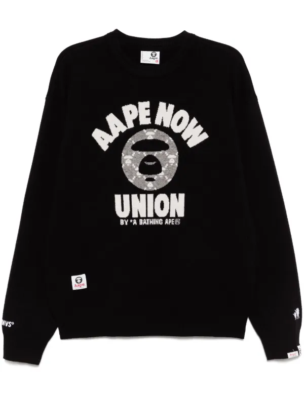 美品 AAPE BY A BATHING APE ロゴ刺繍 トレーナー AAPE BY *A BATHING APE® ロゴ プルオーバー | ブラック