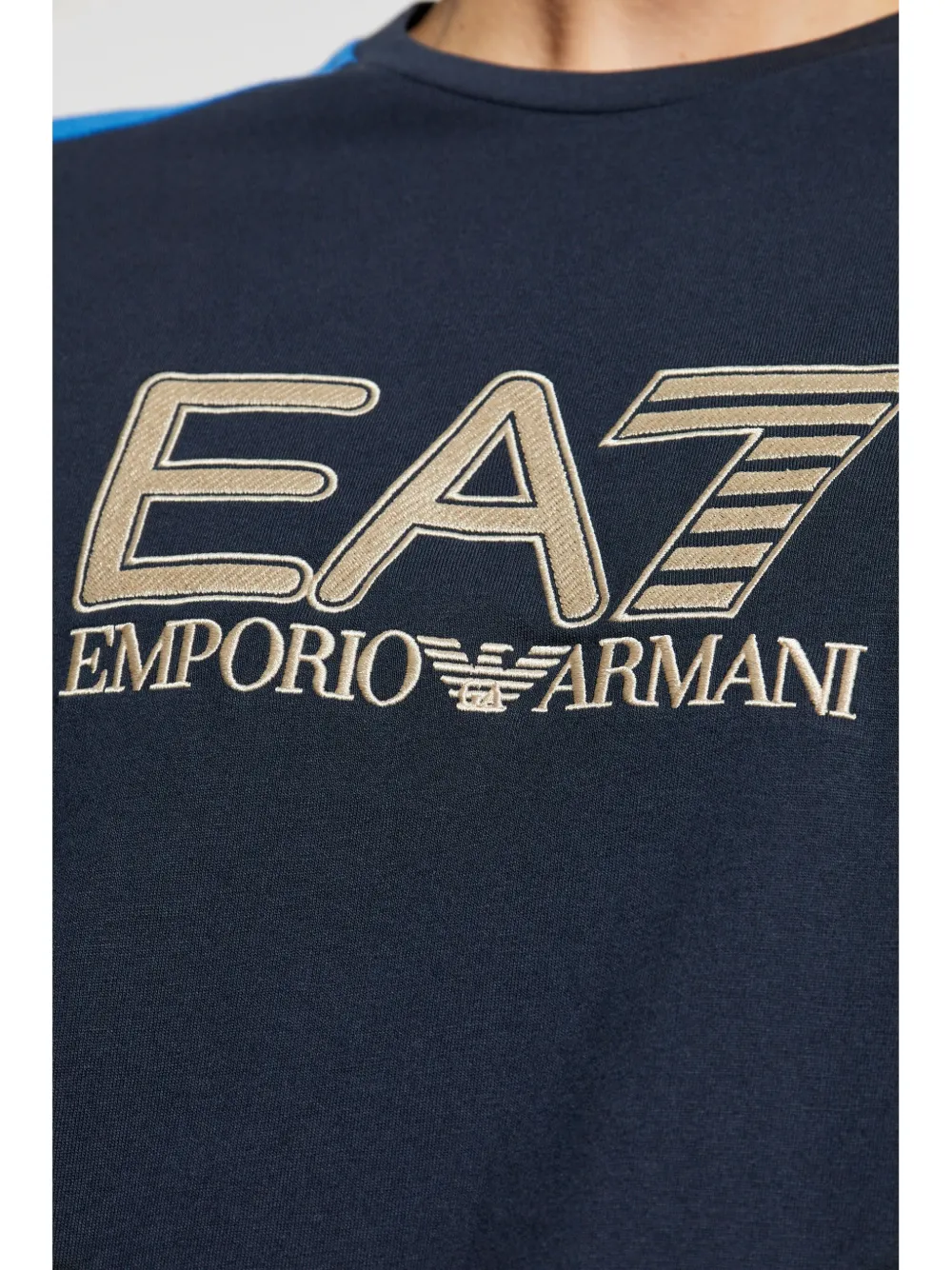 Ea7 Emporio Armani T-shirt met geborduurd logo Blauw