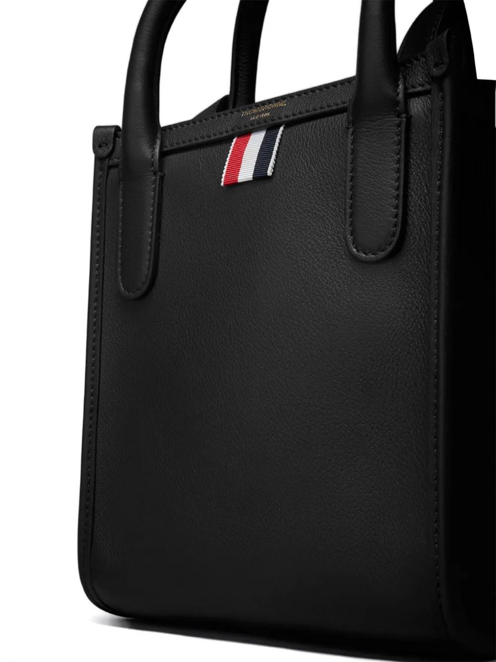 Thom Browne Vertical leren shopper Zwart
