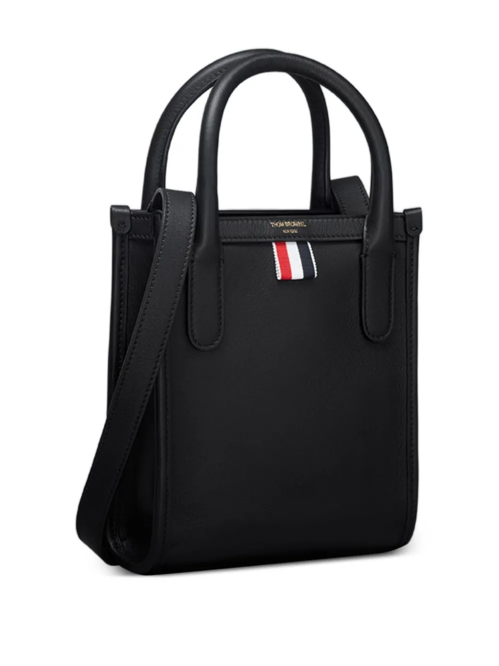 Thom Browne Vertical leren shopper Zwart