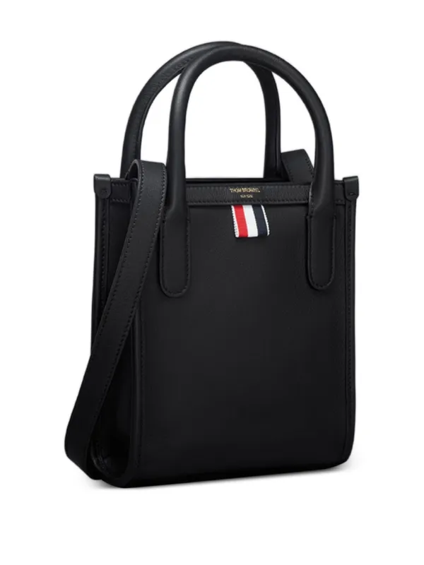 Thom Browne Vertical Leather Tote Bag Black FARFETCH JO