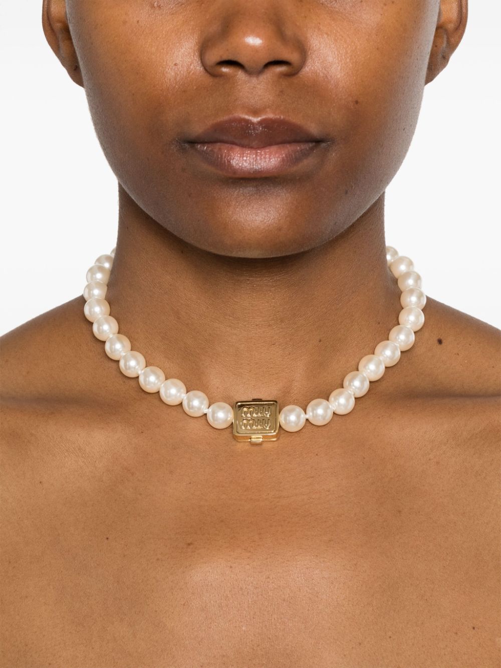 Miu Miu faux-pearl necklace - Wit